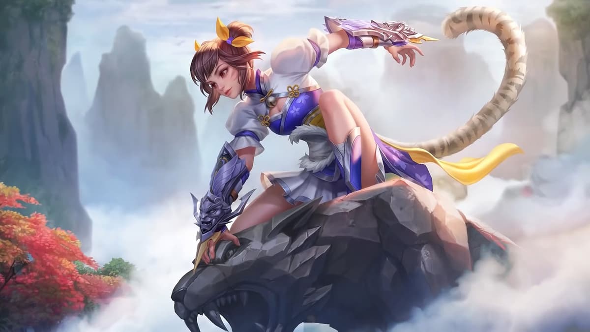 Wanwan Skyward Huntress skin splash art in Mobile Legends