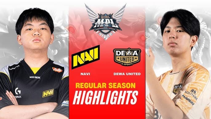 MPL Indonesia Season 17 match graphic for DEWA United vs NAVI