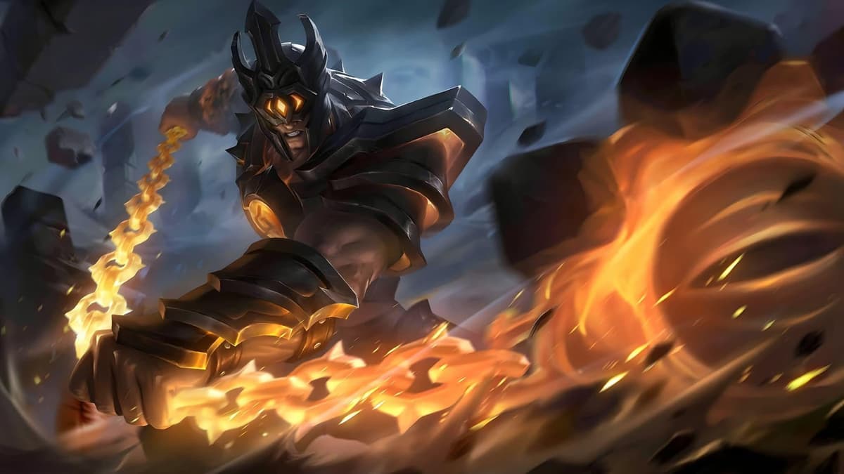 Phoveus skin splash art with dark demonic wings in MLBB