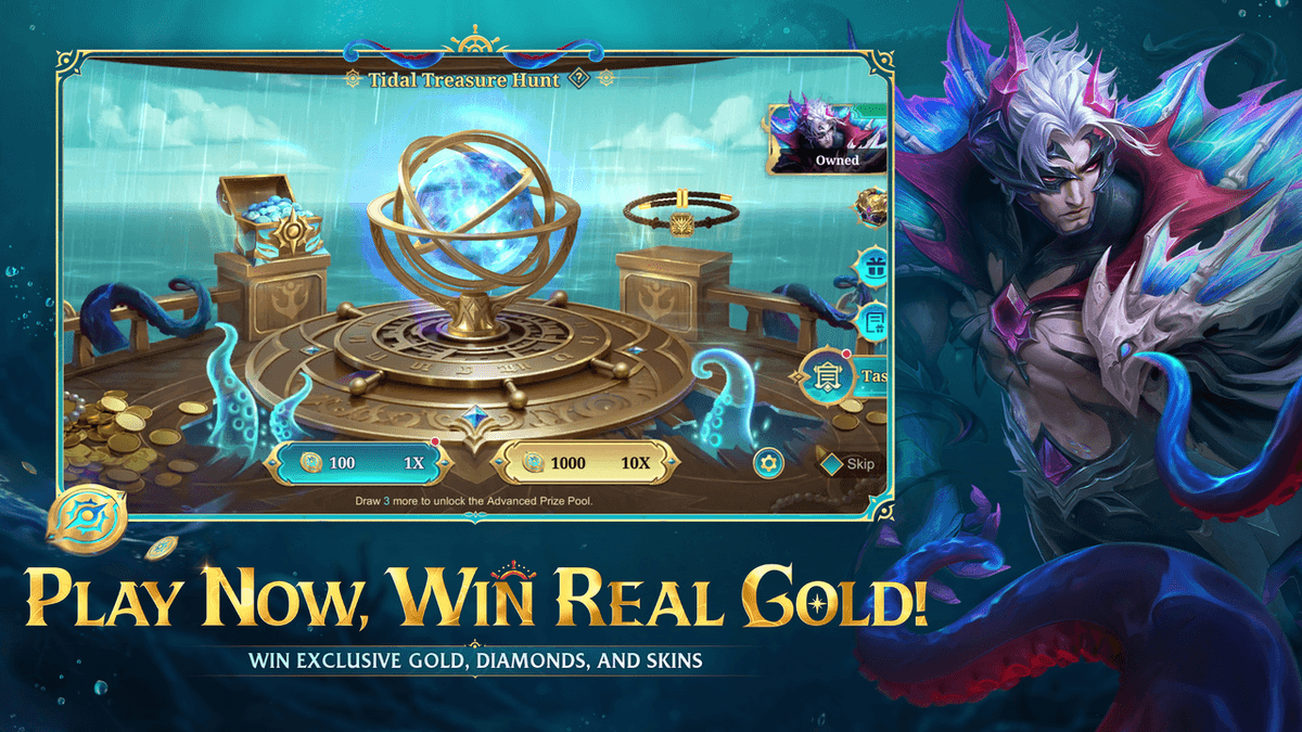 MLBB ALLSTAR 2026 deep sea event artwork with Tidal Treasure Hunt theme