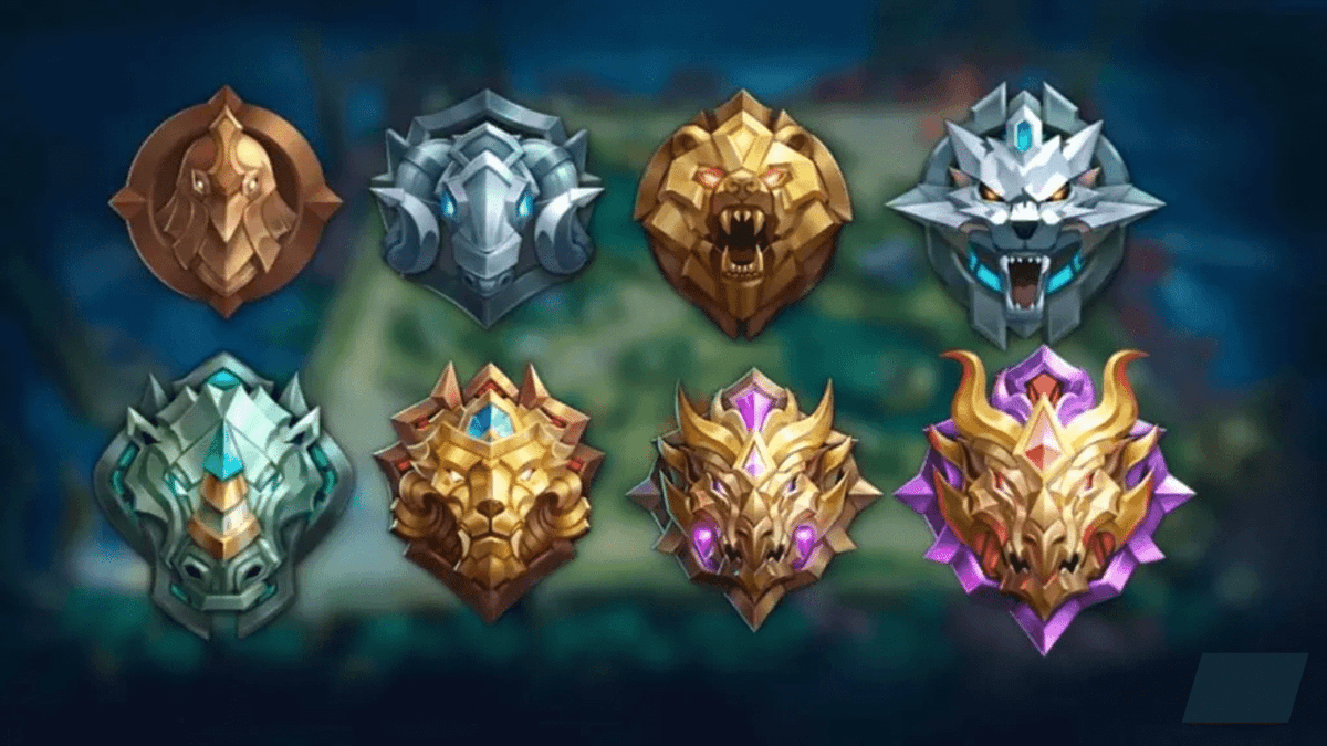 MLBB rank tiers from Warrior to Mythical Immortal displayed on a ranked tier chart