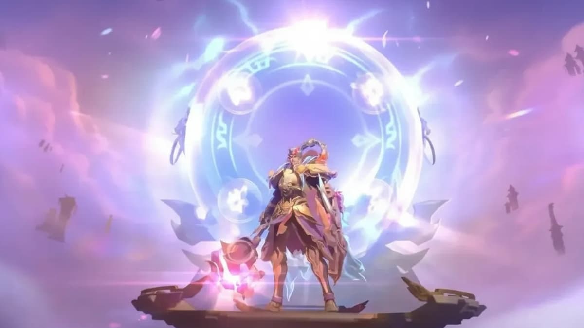 Tigreal Celestial General Collector skin MLBB divine armor with glowing gold effects