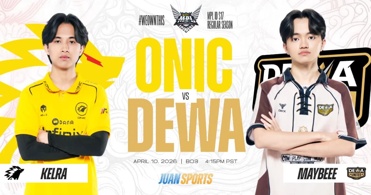 ONIC Esports and DEWA United match graphic for MPL ID Season 17