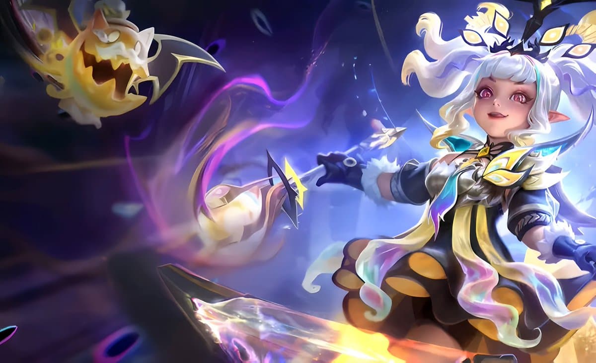 Lylia Phantasmal Revelry Covenant splash art with magical purple and gold design
