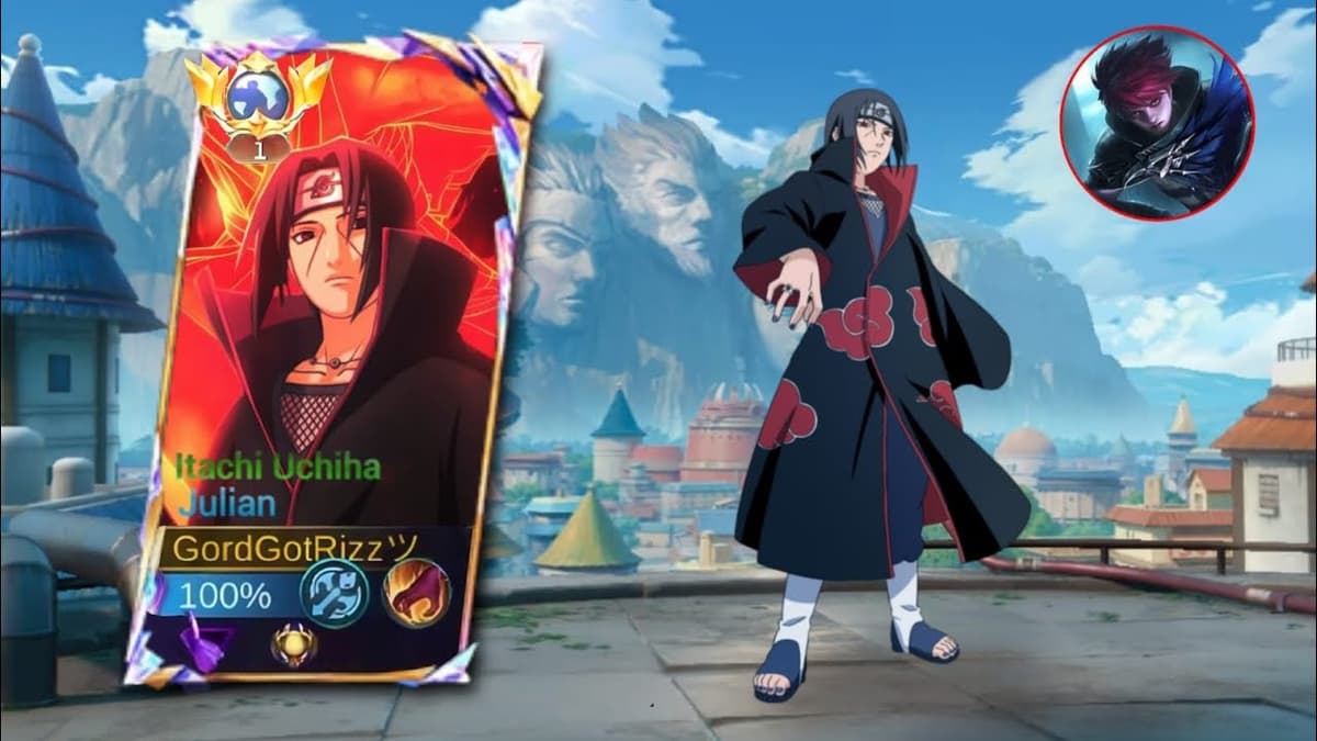 Julian as Itachi Uchiha and Gusion as Minato Namikaze in MLBB x Naruto Phase 2 collab skin gameplay preview