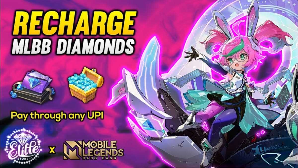 MLBB diamond recharge event banner showing diamond packs and in-game currency bundles