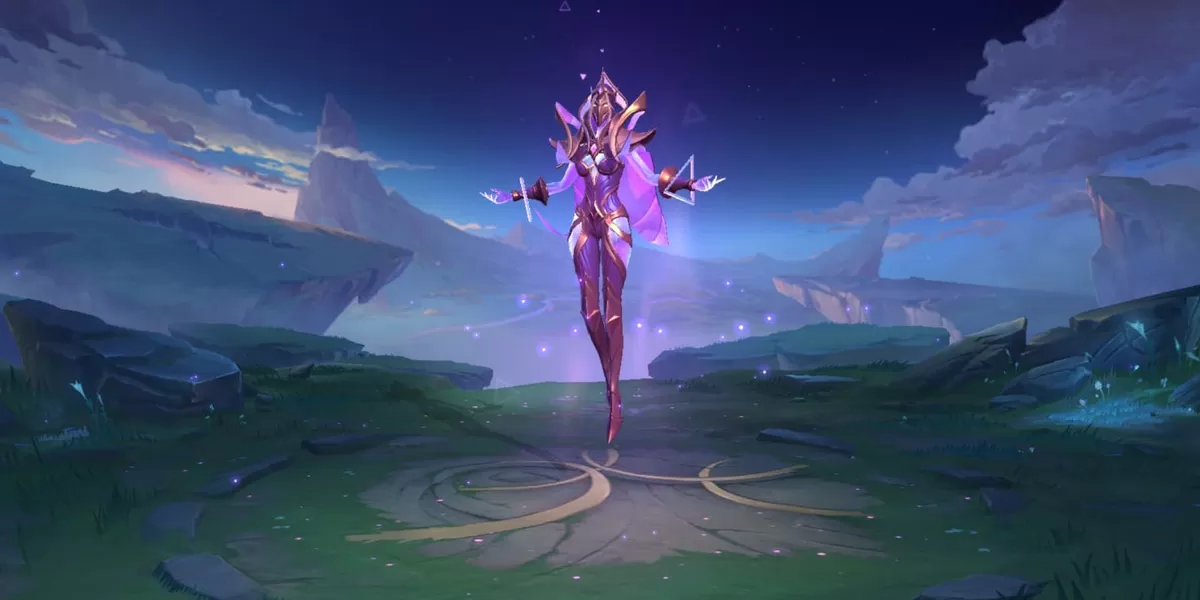 Yve Flame Lotus Starlight skin splash art in Mobile Legends Bang Bang