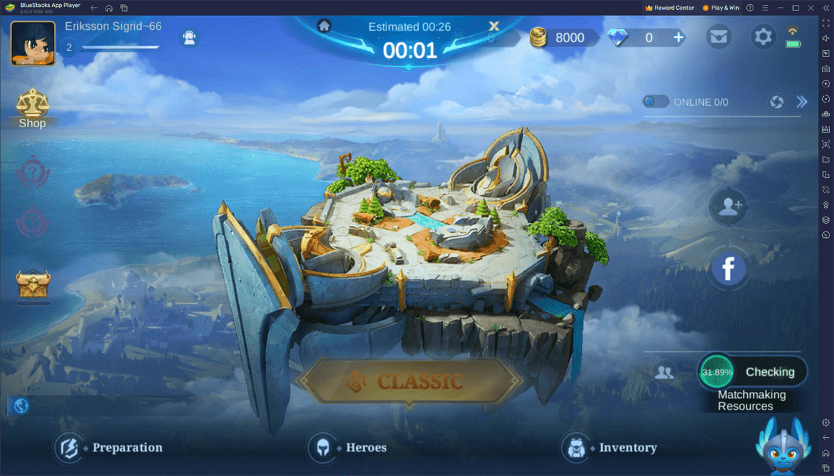 Mobile Legends Bang Bang running at 120 FPS on BlueStacks PC emulator