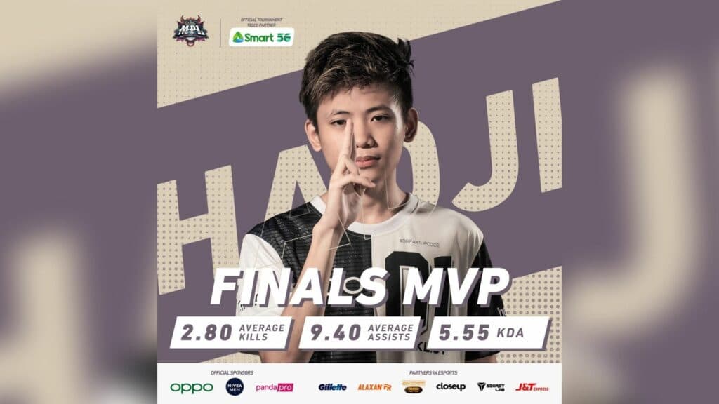 Hadji winning Finals MVP at MPL PH Season 8 with Blacklist International