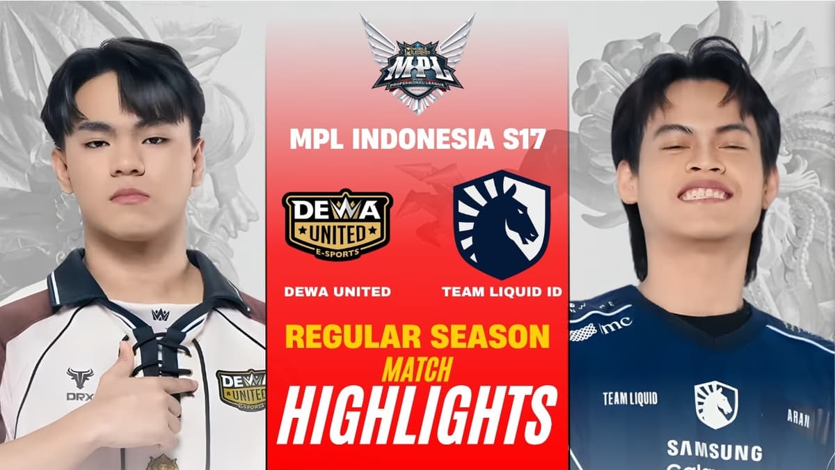 Dewa United and Team Liquid ID players on MPL Indonesia Season 17 match thumbnail