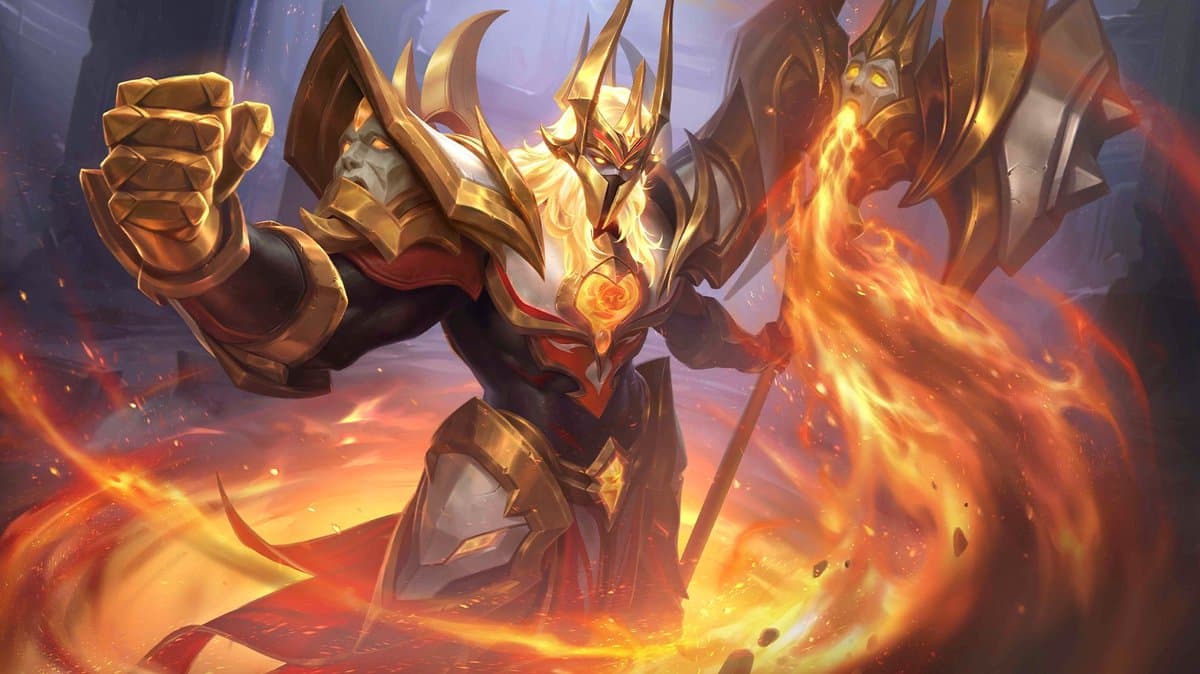 Terizla Flames of Judgment epic skin splash art in Mobile Legends