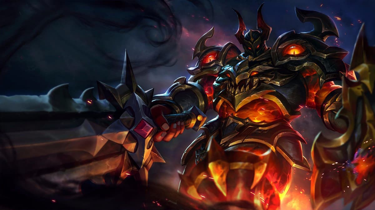 Tigreal MLBB tank hero splash art in full armor