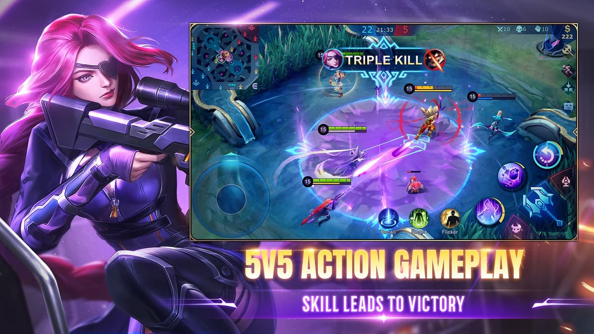 Mobile Legends Bang Bang running on PC via BlueStacks emulator on a desktop monitor