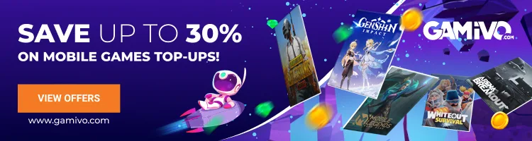 GAMIVO - save up to 30% on mobile games top-ups